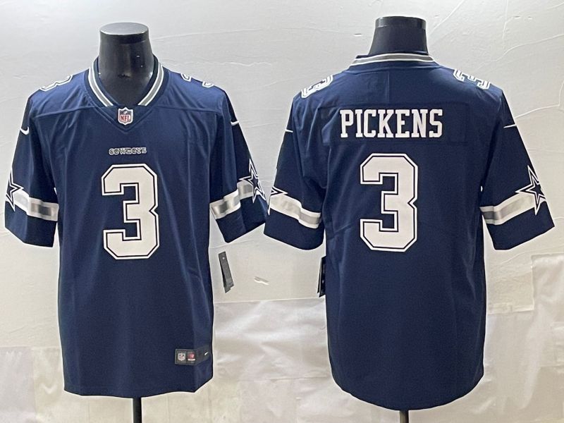 Men 2025 Dallas Cowboys 3 Pickens Drak Blue Nike Limited NFL Jersey style 1